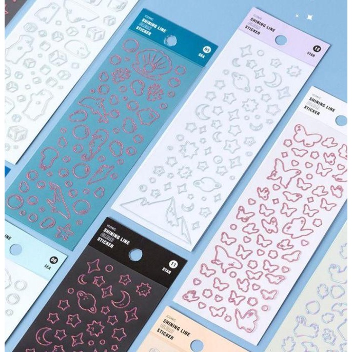 Jual Markas Sticker Deco Outline Hologram / Sticker Journaling Line ...
