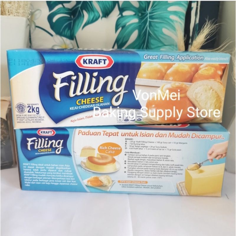 Jual 1 Kg Kraft Filling Cheese Isian Keju Untuk Roti Enak | Shopee ...