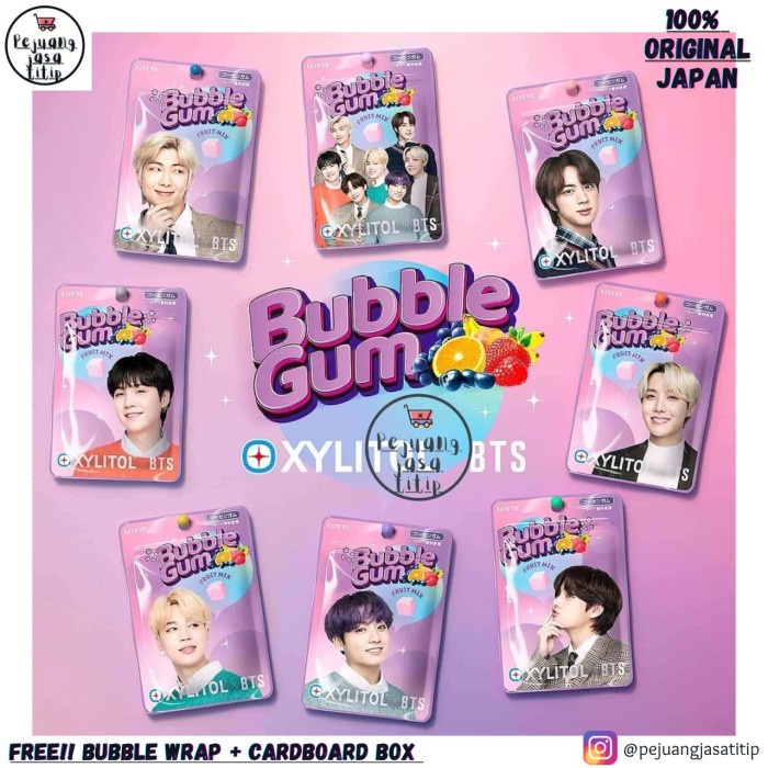 Jual Permen Xylitol Gum Lotte BTS Mix Berry & Peach Limited Original