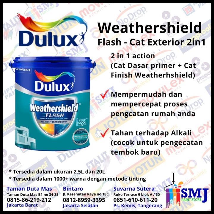 Jual Cat Eksterior Dulux Weathershield Flash Warna Brilliant White2 5