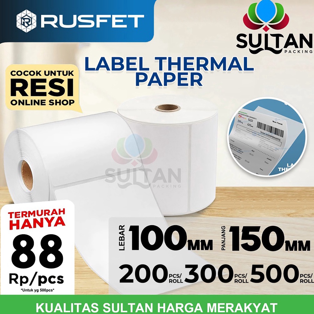 Jual [CODE BARANG 520WYO] Label Kertas Sticker Thermal Rusfet Resi ...