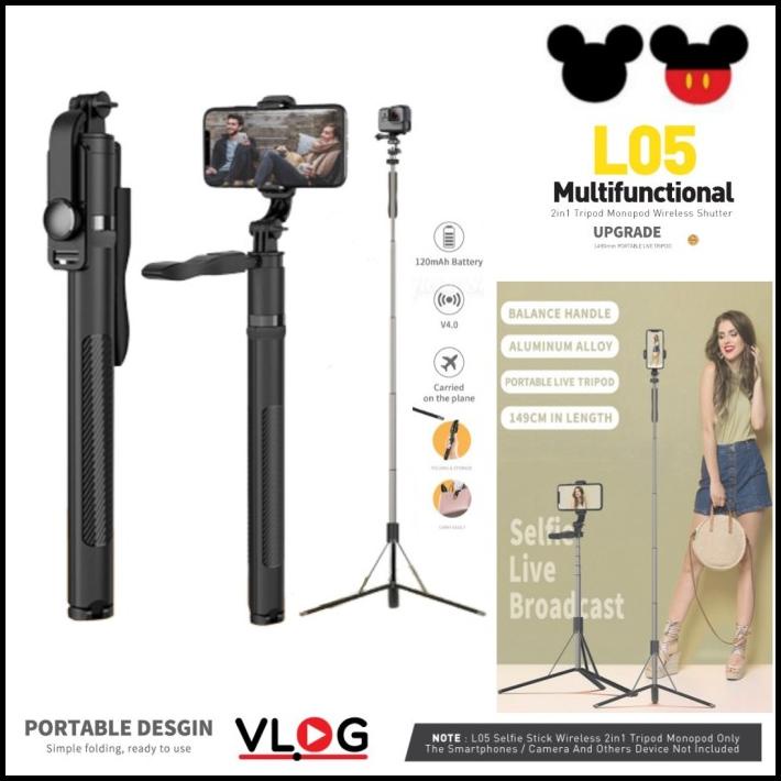 Jual Selfie Stick L05 Alumunium Tripod Hp Tongsis Multifungsi Bluetooth