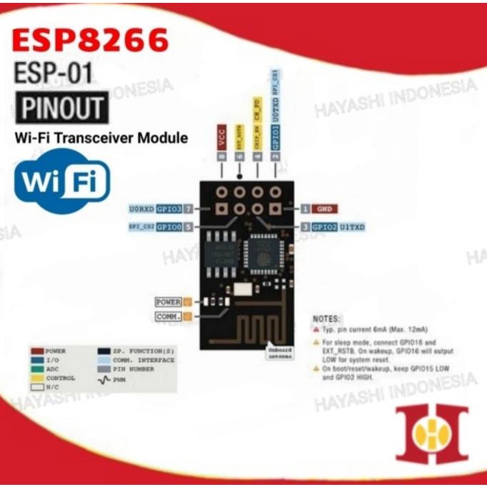 Jual Modul ESP01 ESP-01 ESP8266 Module Wifi Wireless Arduino Uno R3 ...