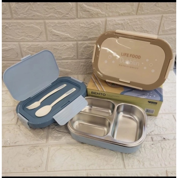 Jual lunch box dubblin bento 3 sekat tempat makan 750 ml Shopee Indonesia