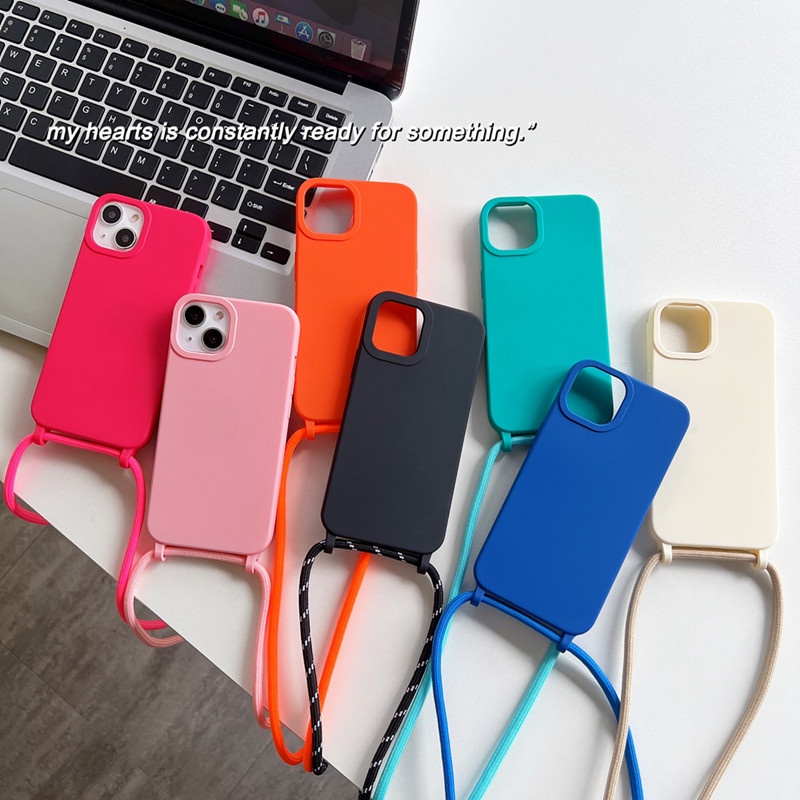 Jual Crossbody Necklace Lanyard Strap Rope Cord Liquid Silicone Case ...