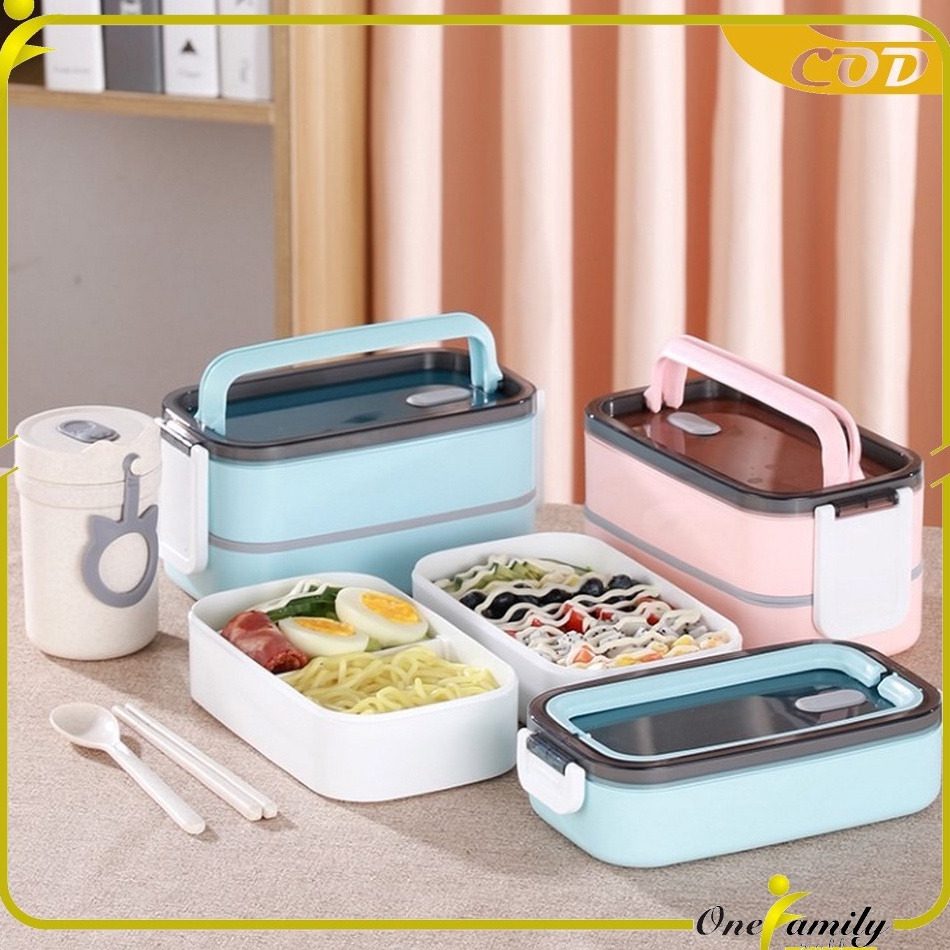 Jual REKOMENDASI ONE-C376 Lunch Box Double Layer Kotak Makan 2 Tingkat ...