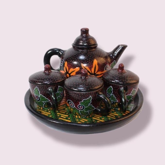 Jual Gerabah Tea Set Premium Poci Batik Lukis Teko Poci Batik Lukis Shopee Indonesia 1806