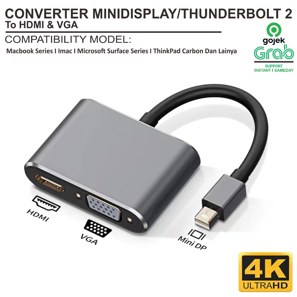 Jual Best ProductConverter Hub Dock Adapter Mini Display MD Thunderbolt to VGA HDMI MacBook Air Pro 2010 2011 2012 2013 2014 2015 2016 2017 Microsoft Surface Lenovo Think Pad Shopee Indonesia