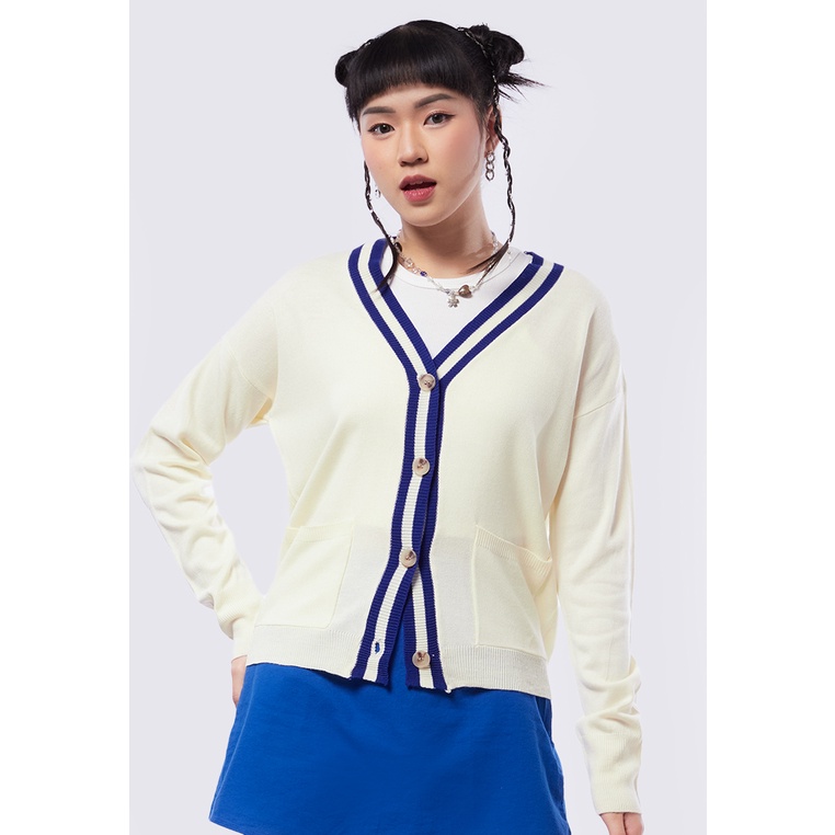 Jual COLORBOX Contrast Lining Slouchy Cardigan Off White | Shopee Indonesia