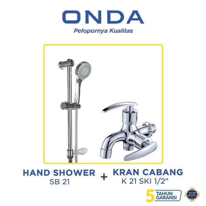 Jual [PAKET LENGKAP] ONDA Shower Set SB 21 + Kran Cabang K 21 SKI 1/2 ...