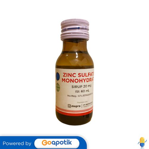 Jual ZINC SULFATE MONOHYDRATE MEPROFARM 20 MG/5 ML SYRUP 60 ML Shopee