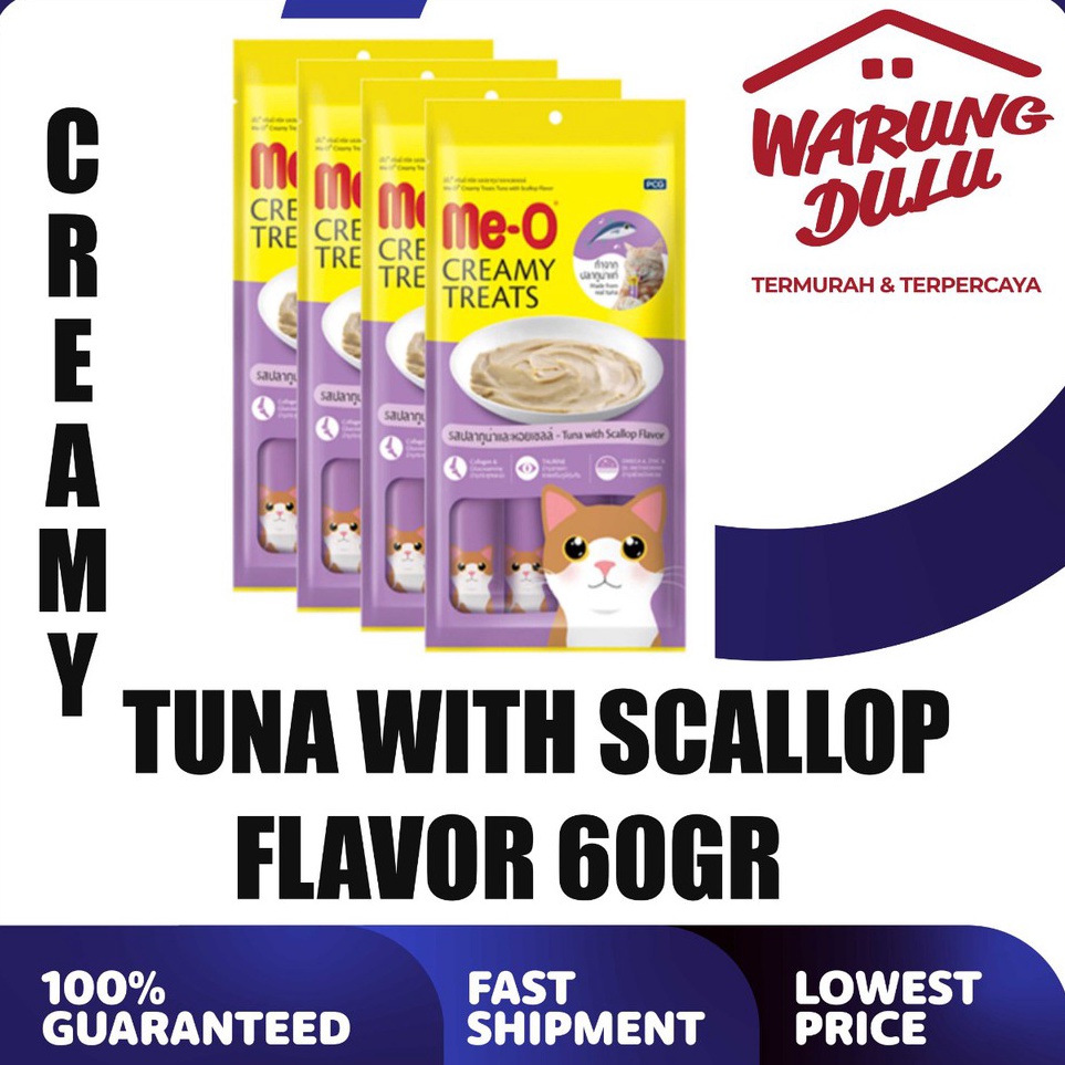 Jual PAKET INSTAN MEO CREAMY TREATS TUNA WITH SCALLOP FLAVOR 60GR