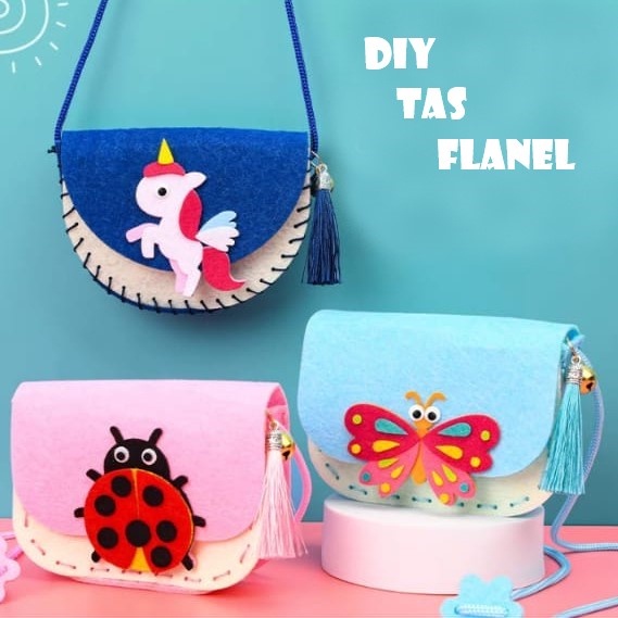 [BS] DIY Tas Flanel / Mainan Edukasi Anak Prakarya Menjahit Menempel / Goodie Bag Prakarya Montessori / Tas Flanel Lucu Art & Craft