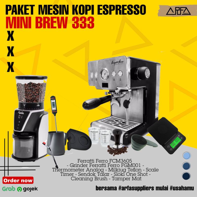 Jual Paket Mesin Kopi Espresso Ferratti Ferro Fcm Mini Brew Shopee Indonesia