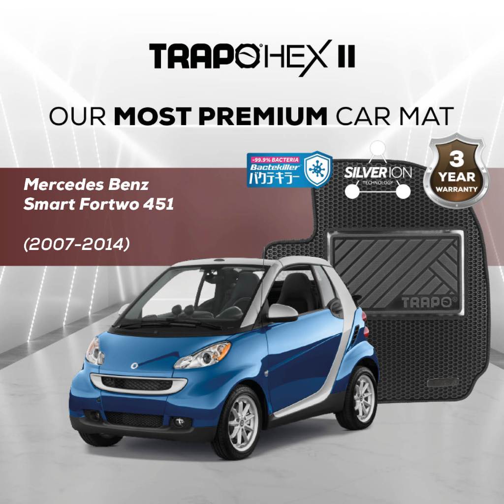 Série 2 Tapis Voiture Moquette Noir Sur Mesure Pour Smart Fortwo 451 (2007-2014) – Talonnette Cousue + Antidérapant