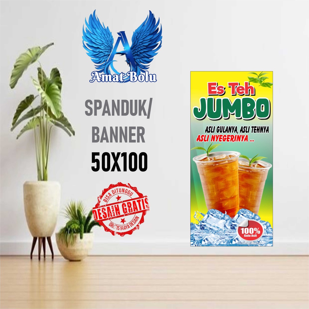 Jual Cetak Spanduk/MMT/BACKDROP/Banner Es Teh Jumbo Warna Kuning Hijau ...