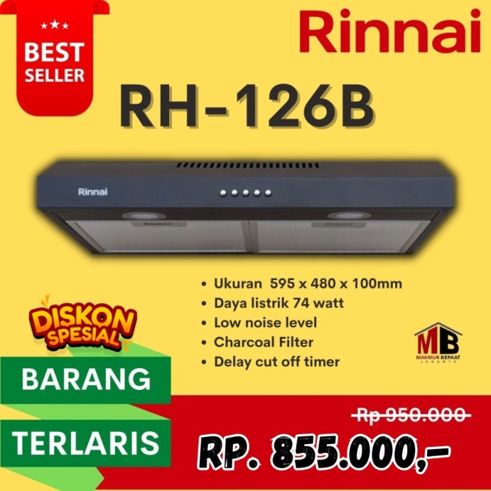 Jual Promo Cooker Hood Rinnai Rh-126B Penghisap Asap Rinnai Rh 126 B ...