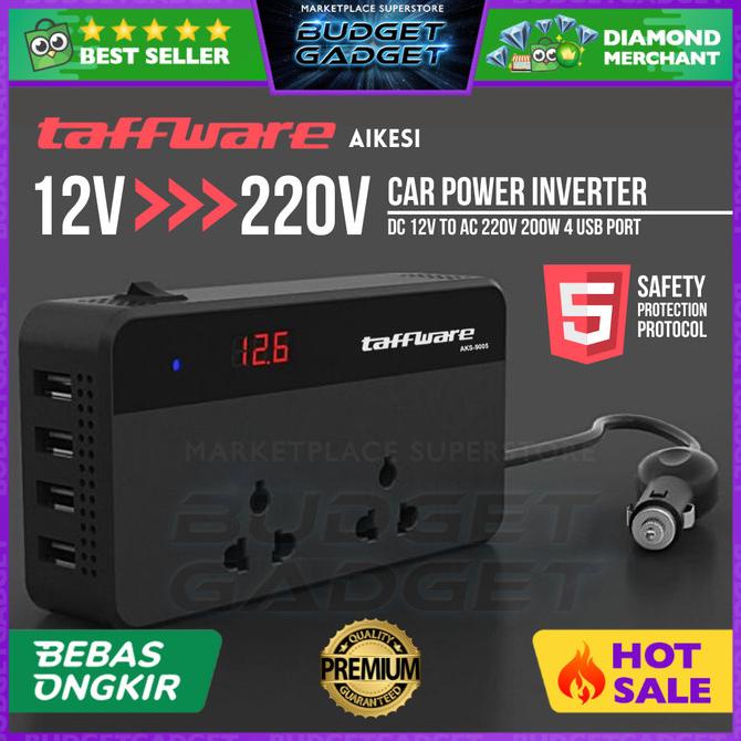 Jual Taffware Car Power Inverter Dc 12V To Ac 220V 200W + Usb Port Aks ...