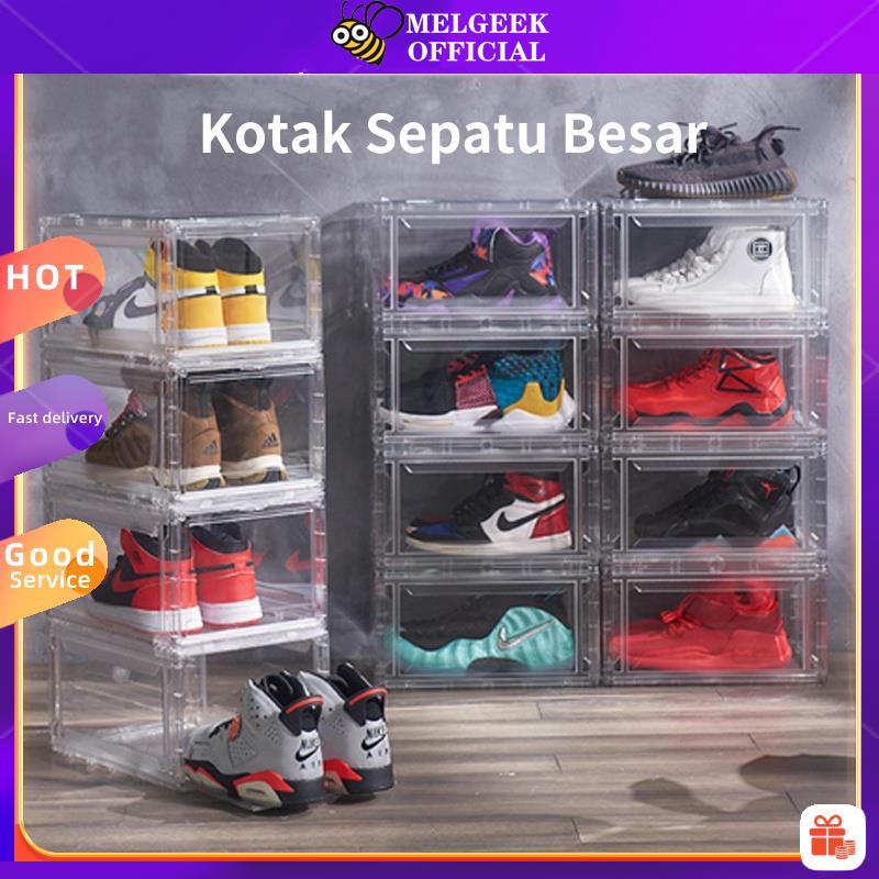 Jual 【24HShip】 Kotak Sepatu Plastic Sneaker Stackable Transparan ...