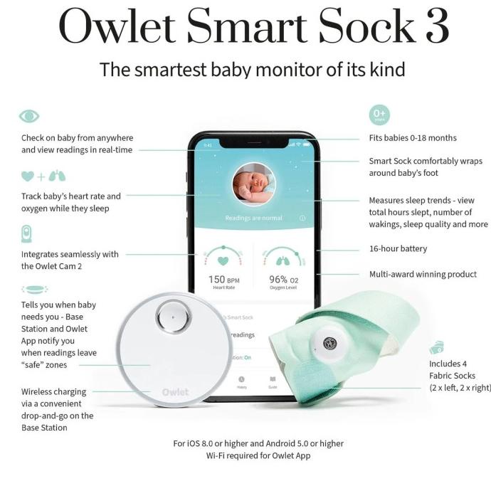 Jual Owlet Smart Sock Baby Monitor Oxygen Levels and Heart Rate