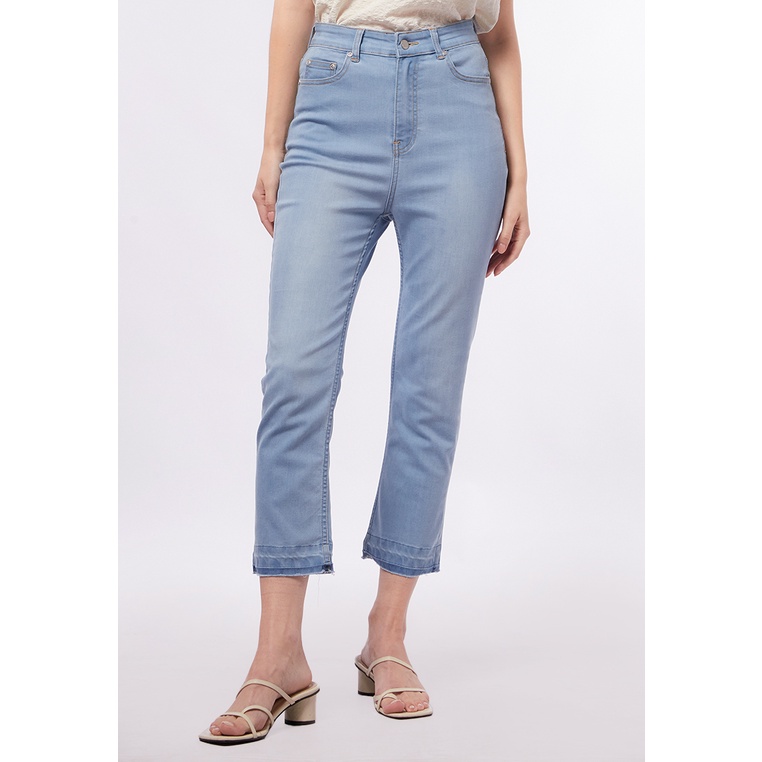 Jual Et Cetera Unfinished Hem Tapered Denim Pants LT. BLUE Shopee