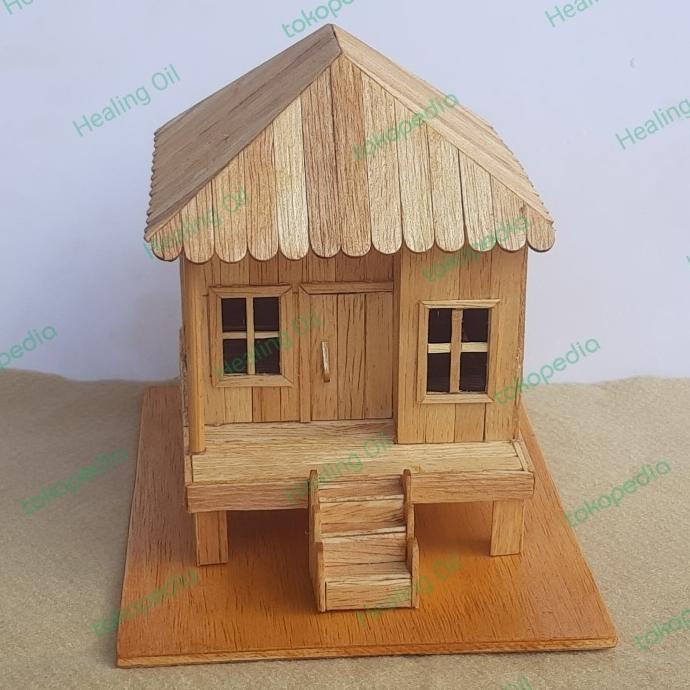 Jual MINIATUR RUMAH ADAT JAWA BARAT - PERAHU KUMUREB - STIK ES KRIM