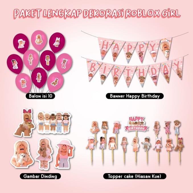 Jual DEKORASI ULTAH ROBLOX GIRL CEWE HBD HAPPY BIRTHDAY HIASAN BANNER