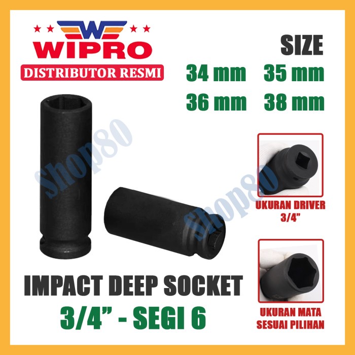 Jual Kunci Shock Wipro Mata Kunci Shock Impact Panjang Sok Sock 3/4