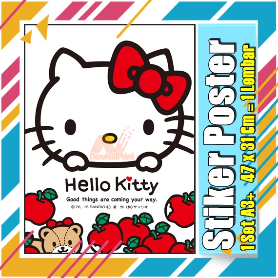 Jual Stiker Poster A3 Hello Kitty My melodi kucing Karton Pink Lucu ...