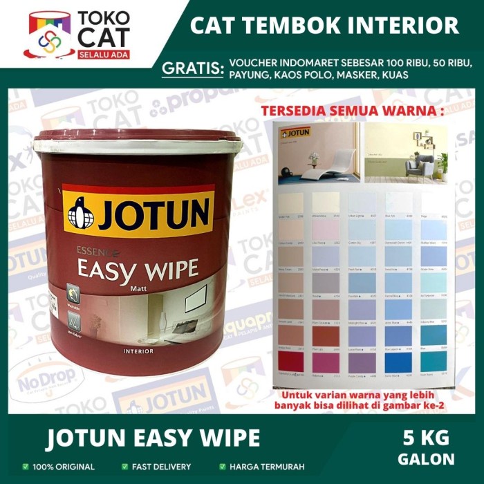 Jual Cat Tembok Interior Anti Noda Jotun Easy Wipe Putih Tinting 5 Kg Galon Cat Tembok 6452