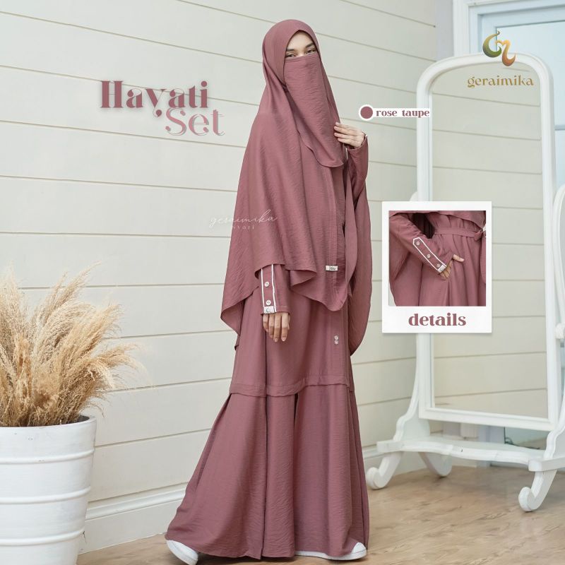 Jual READY SIAP KIRIM Gamis Hayati Set By Gerai Mika Gamis Set Khimar Jumbo Cadar Setelan Bisa