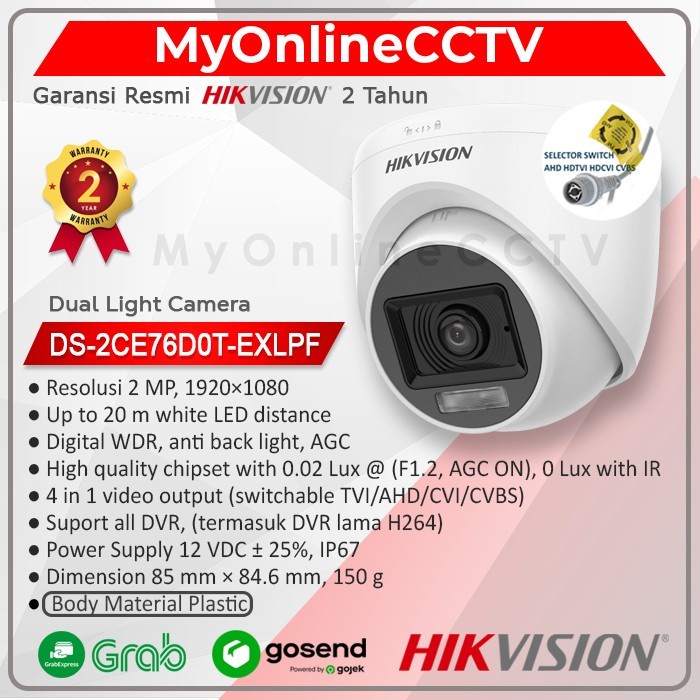 Jual Kamera Ds 2ce76d0t Exlpf Hikvision Ds 2ce76dot Cctv Indoor 2mp