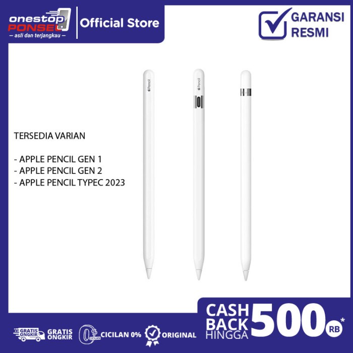 Resmi Apple Pencil Gen Type C For Ipad Pro Air 10 M2 M3 Bnib Ready
