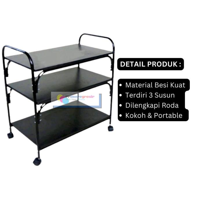 Jual Rak TV Minimalis Modern Hitam / Meja TV Besi 3 Susun Dengan Roda ...