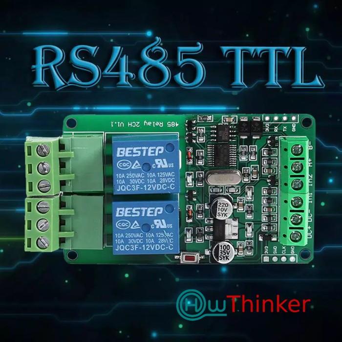 Jual Modul Modbus RTU 2 CH WAY Channel 12 V Relay Optocoupler RS485 TTL ...