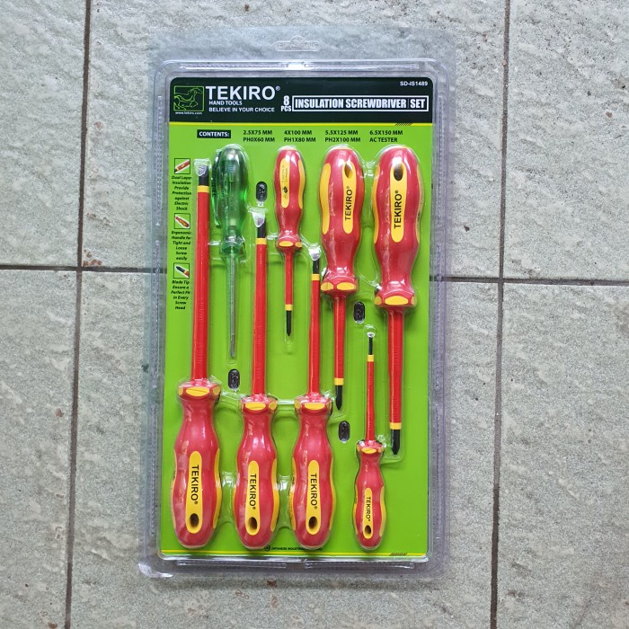 Jual Obeng Elektrik Listrik Set 8 Pcs Tekiro Insulation Screwdriver Set ...