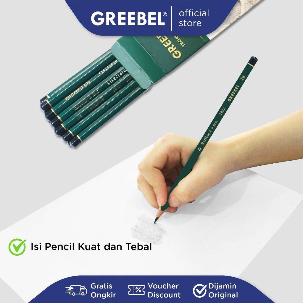 Jual Greebel Sil Cil Kayu/Grafit/Graphite 2B 7022 Tdk Utk Ujian Sekolah ...