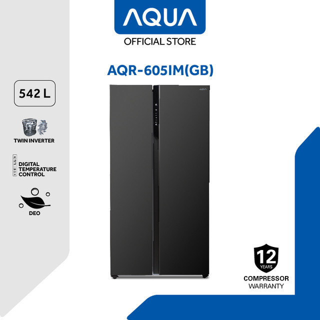 Jual AQUA Elektronik AQR605IM(GB) Side by Side Refrigerator, Inverter