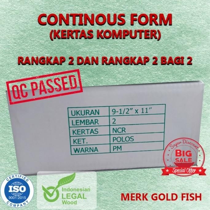 Jual KERTAS CONTINOUS FORM 2 PLY / RANGKAP 3 9.5