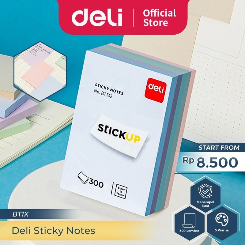 Jual Deli Sticky Notes / Memo Tempel 300 Lembar 5 Warna BT13X | Shopee ...