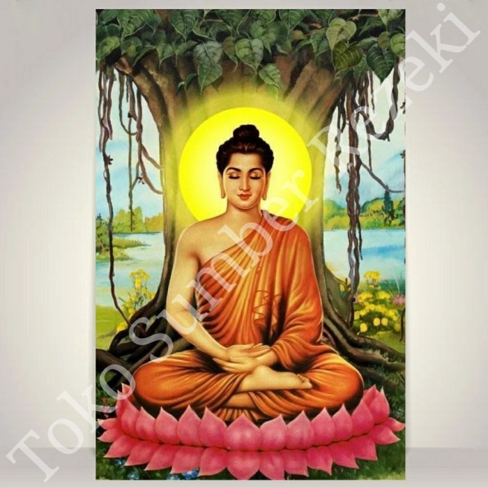 Jual POSTER BUDDHA SIDDHARTHA GAUTAMA GAMBAR WALLPAPER TERATAI LUKISAN ...