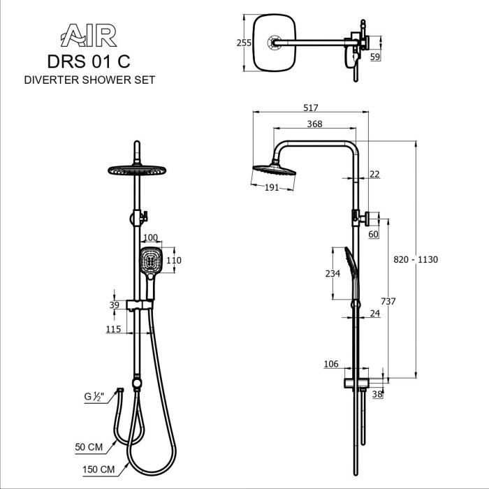 Jual Air Bundling Railing Shower Set Chrome Drs I C Kran Double D