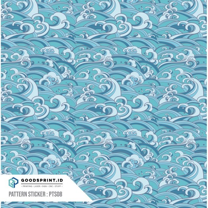 Jual Termantab] stiker wrap motif ombak biru untuk PC / speaker ...