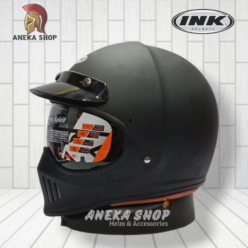 Jual HELM INK TROOPER SOLID BLACK DOFF | SINGLE VISOR | HELM RETRO ...
