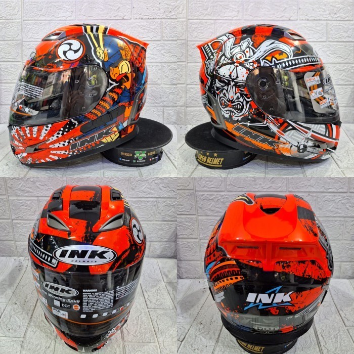 Jual Helm full face INK STEALTH SAMURAI BLACK ORANGE FLUO INK ORIGINAL ...
