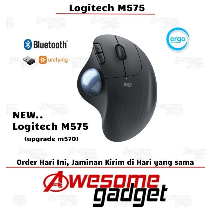 Jual Masih Ready! Logitech M575 Ergo Wireless Mouse Trackball Anti