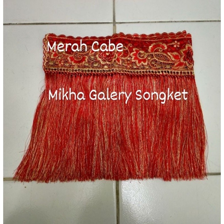 Jual Renda Rumbai Bordir Songket Palembang (Harga Untuk Satu Selendang ...