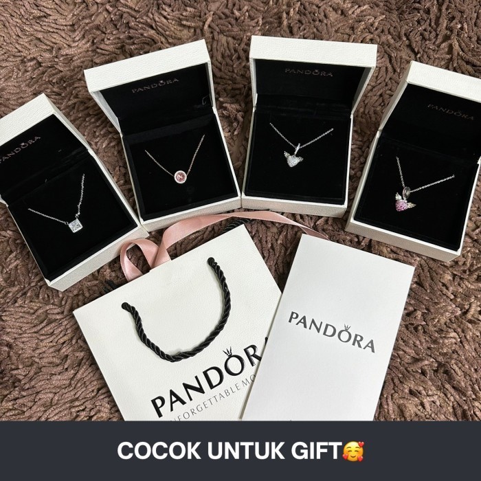 Jual PANDORA NECKLACE ROUNDS,WINGS,PAVE HEARTS FULLSET PAPERBAG SESUAI