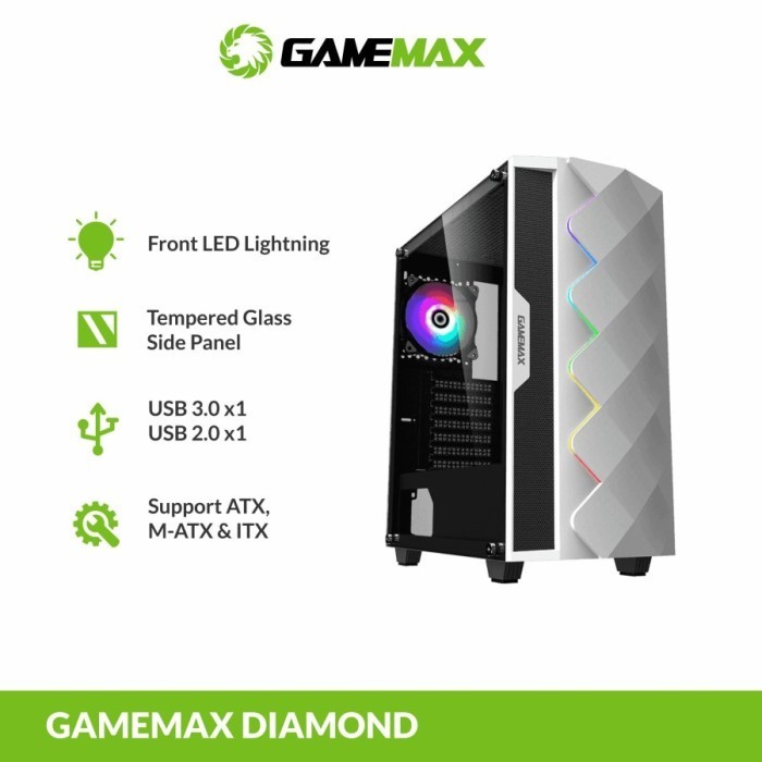 Jual Casing Komputer Gamemax White Diamond Atx | Shopee Indonesia