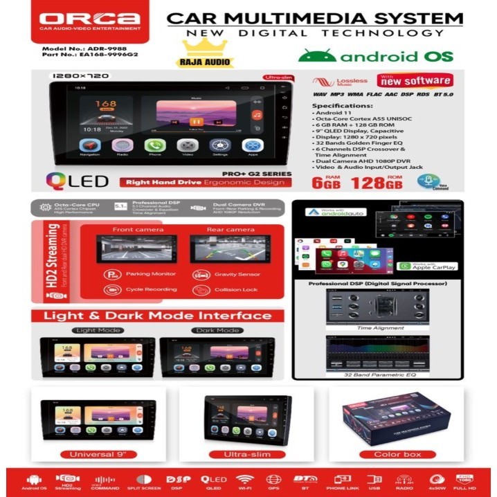 Jual Jual!! ORCA ADR9988 PRO+ G2 Gen 2 Series 7" Android + Dual Cam